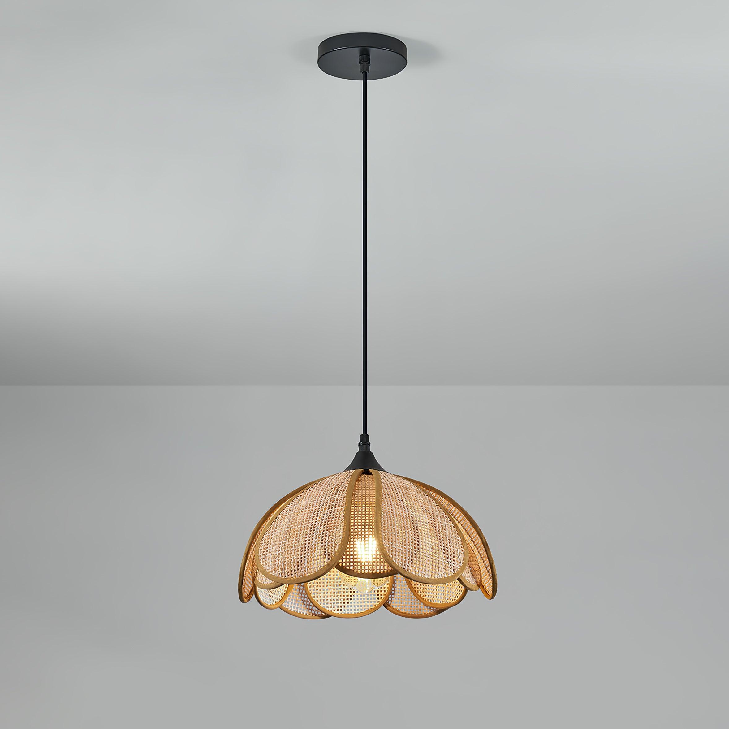 Dyor Elegance Bloom Rattan Fabric Pendant Lamp