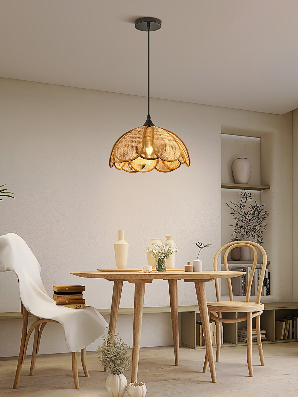 Dyor Elegance Bloom Rattan Fabric Pendant Lamp