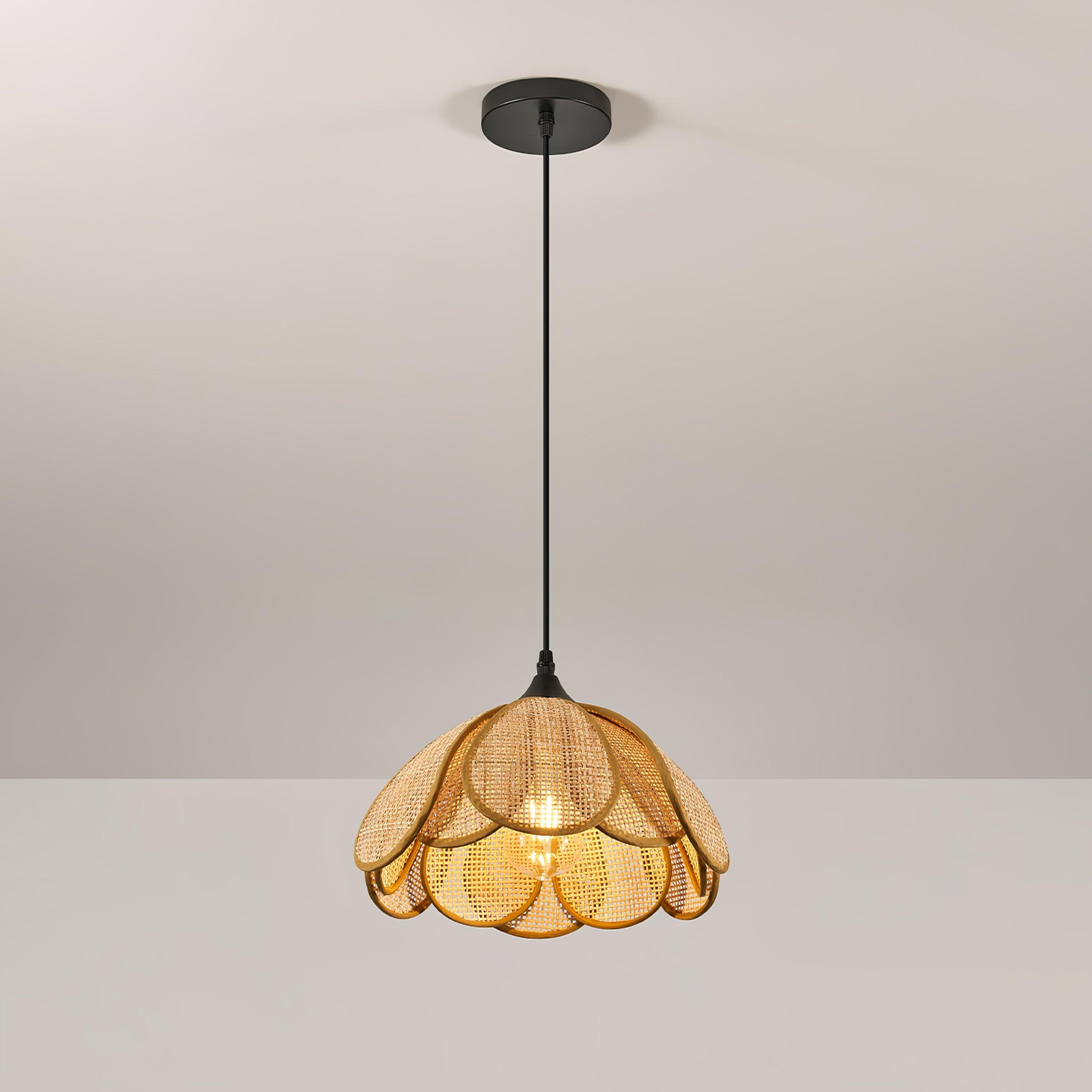 Dyor Elegance Bloom Rattan Fabric Pendant Lamp