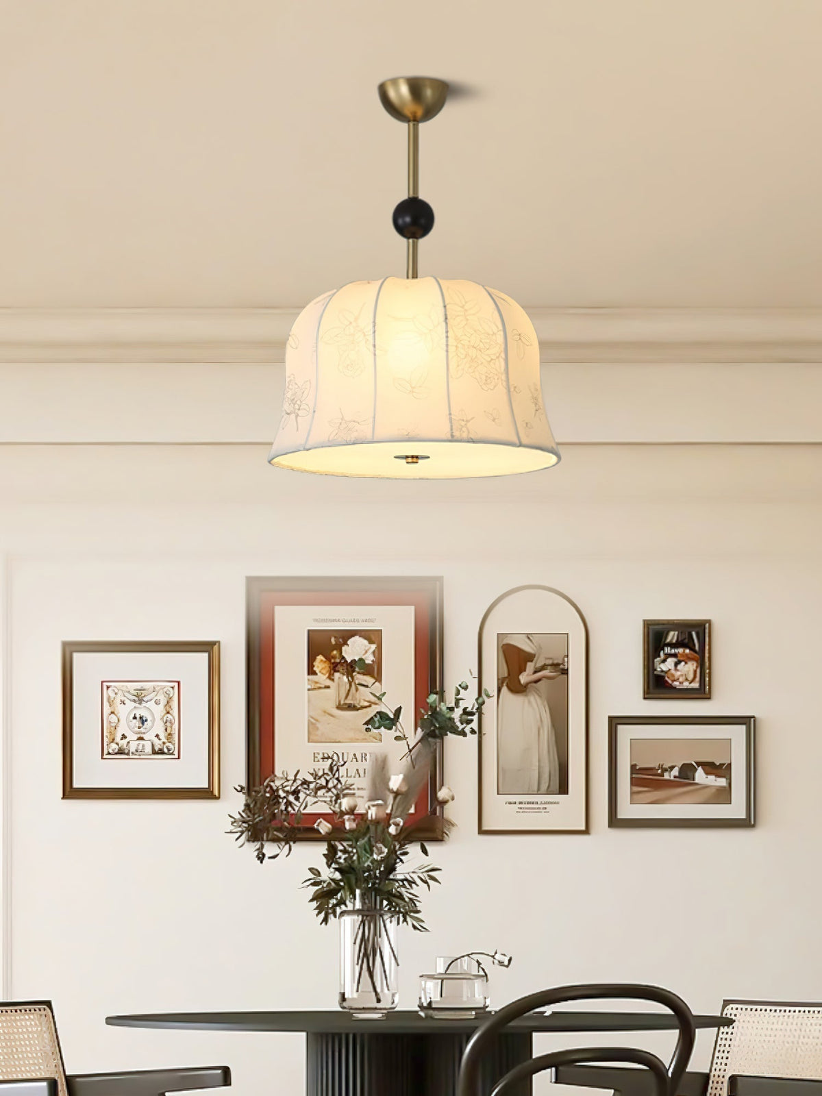 Avnoren Blossom Curve Fabric Wood Pendant Lamp