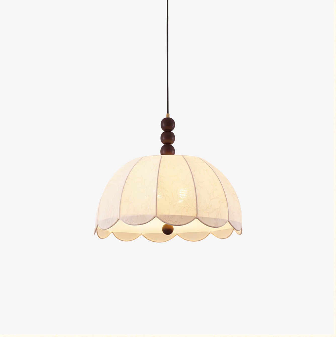 Syphaen Traditional Blossom Fabric Wood Pendant Light