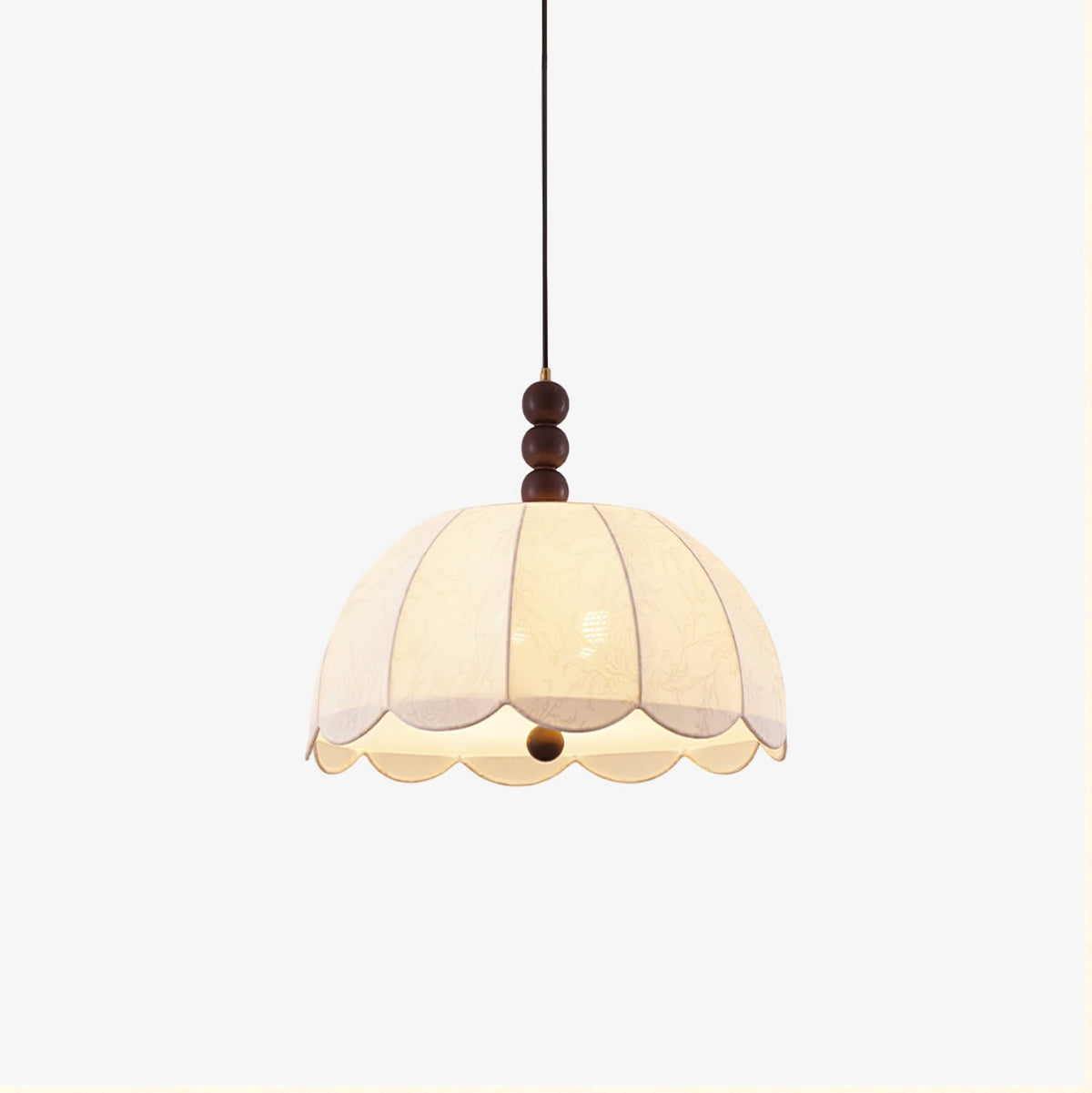Syphaen Traditional Blossom Fabric Wood Pendant Light