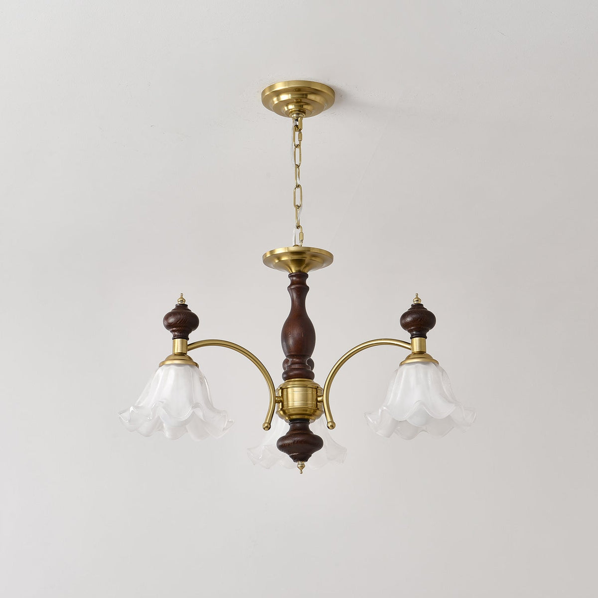 Jesolan Chandelier Wood & Brass Blossom Flowers