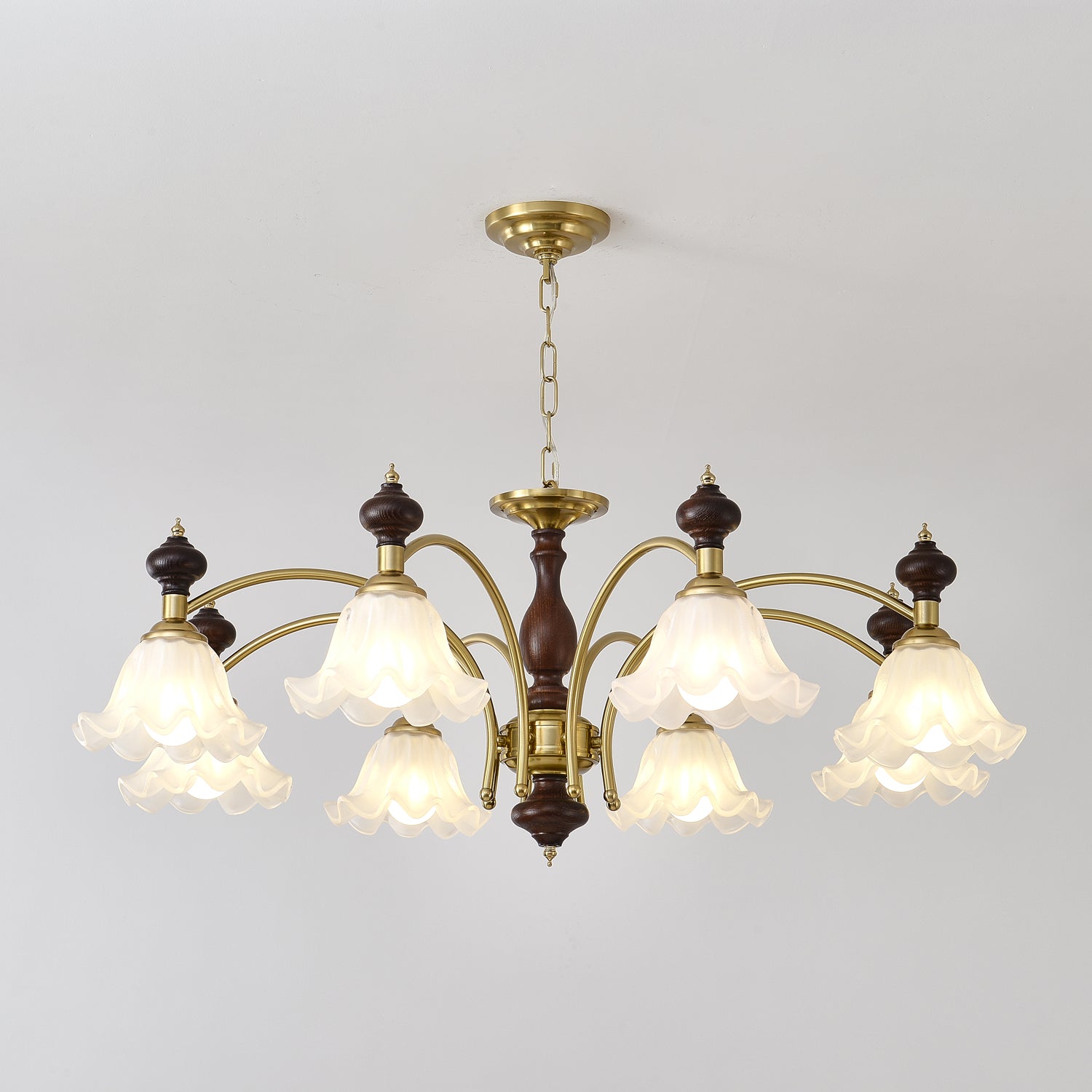 Jesolan Chandelier Wood & Brass Blossom Flowers