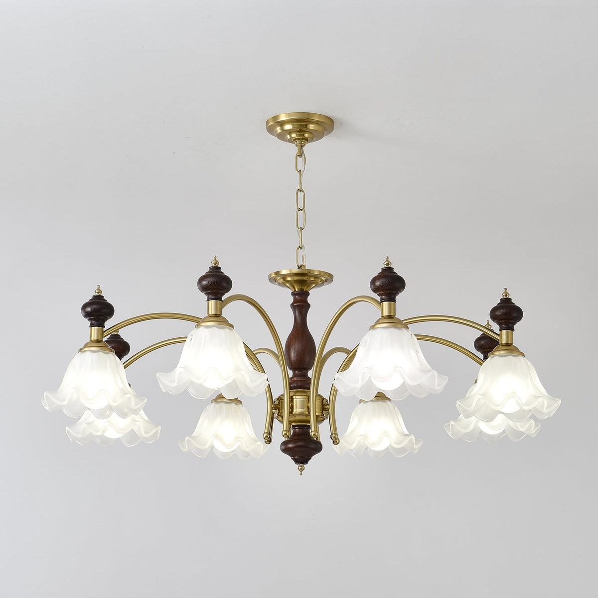 Jesolan Chandelier Wood & Brass Blossom Flowers