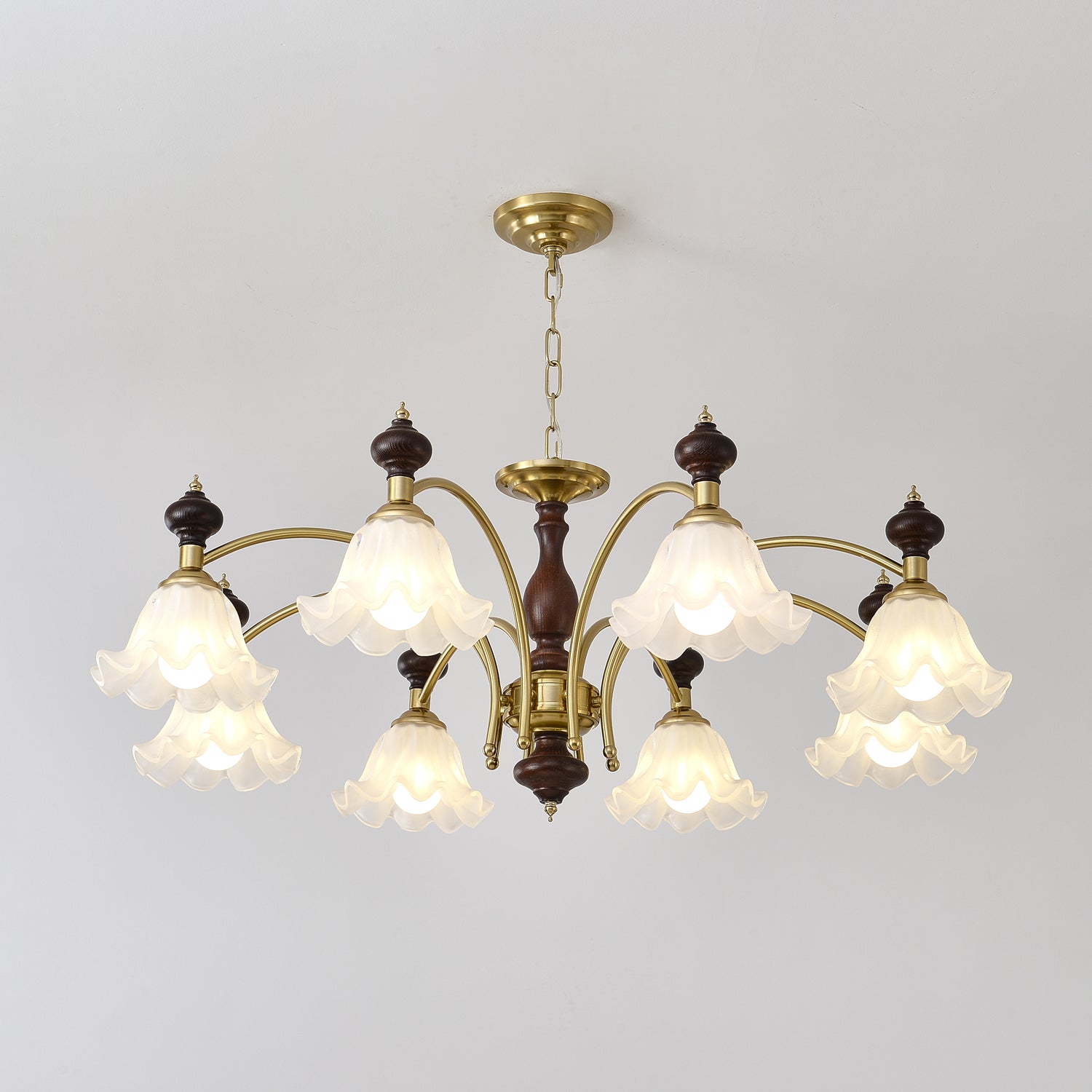 Jesolan Chandelier Wood & Brass Blossom Flowers