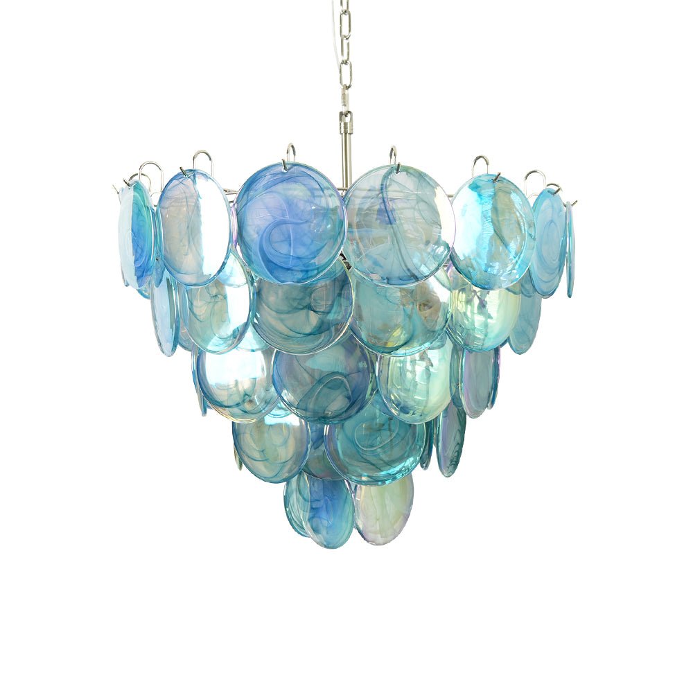 Veloissa Chandelier Blue Murano Glass Disc Elegant