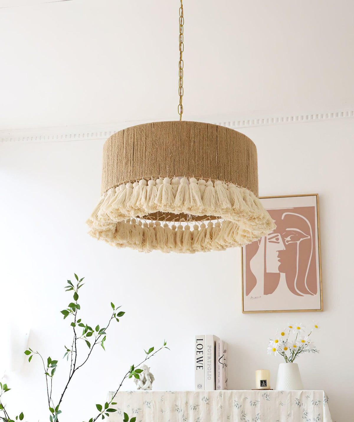 Serenenne Pendant Lamp Cotton Tassels for Living Room