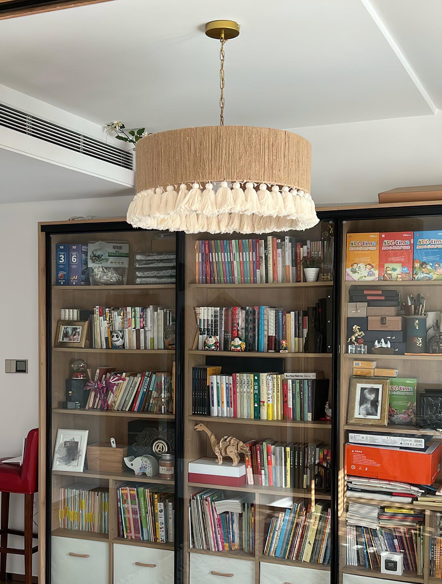 Lustra Pendant Lamp Cotton Tassels for Living Room - Neutral Decor