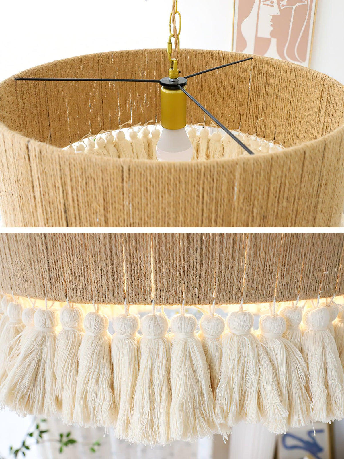 Serenenne Pendant Lamp Cotton Tassels for Living Room