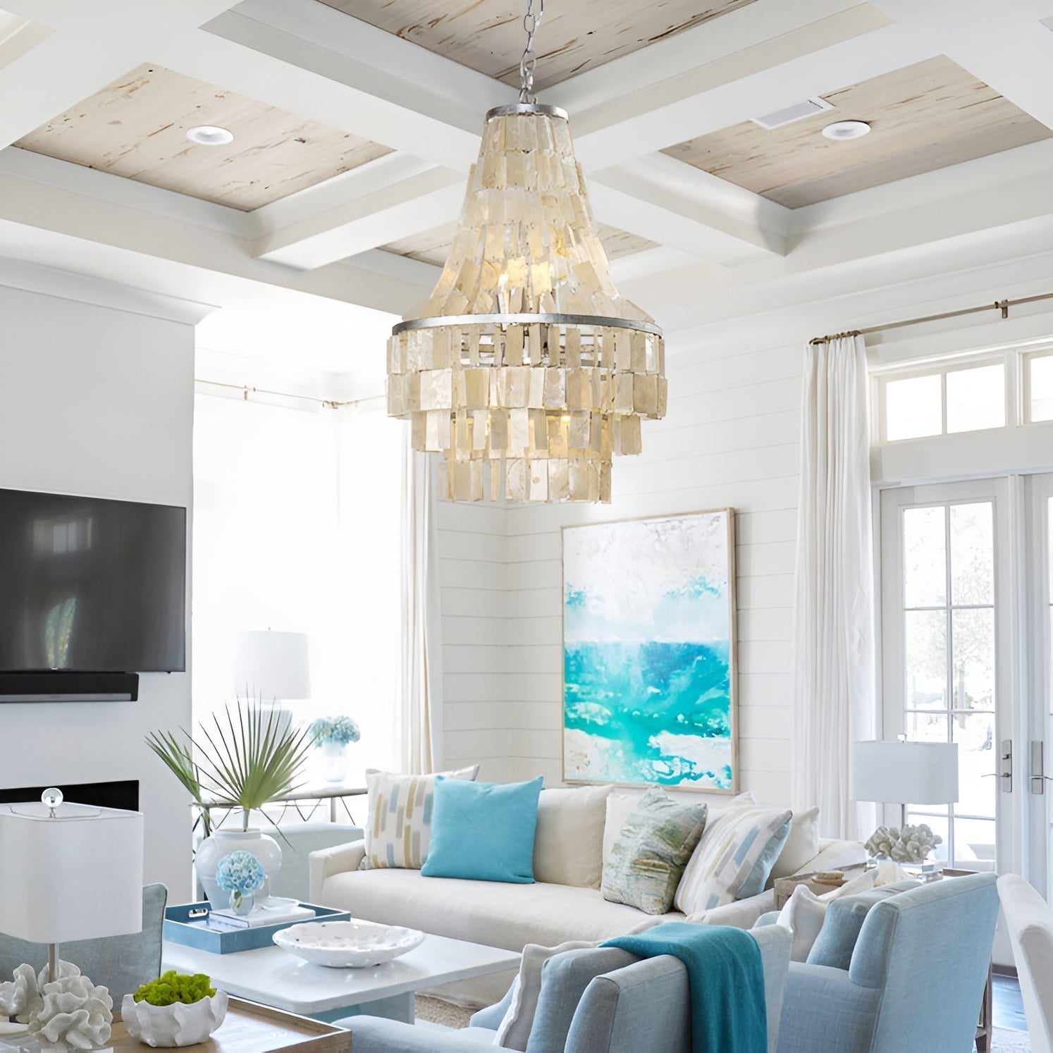 Naciira Chandelier Boho Shell Tiered
