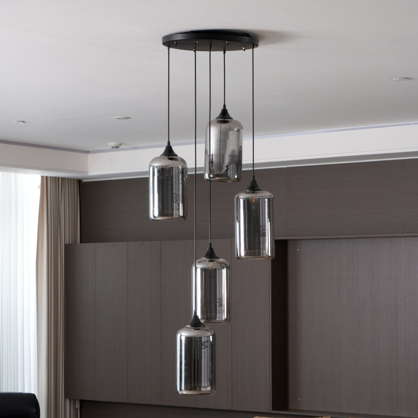 Gabrielle Minimalist Bottle Glass Pendant Light Smoke Gray