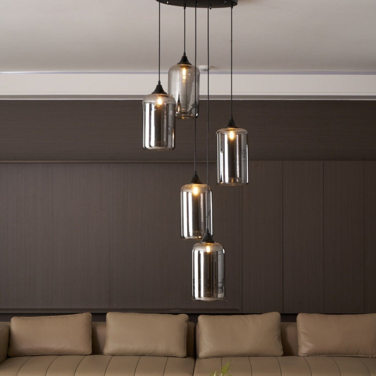 Gabrielle Minimalist Bottle Glass Pendant Light Smoke Gray