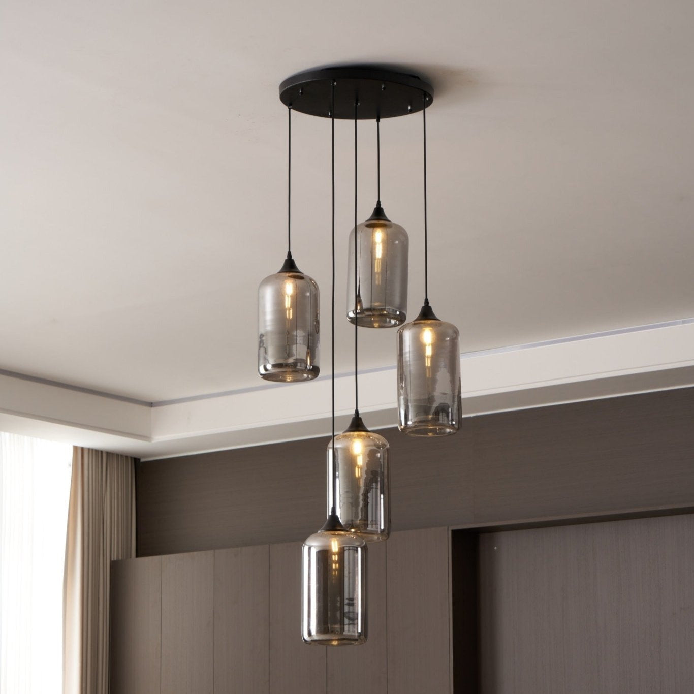 Gabrielle Minimalist Bottle Glass Pendant Light Smoke Gray