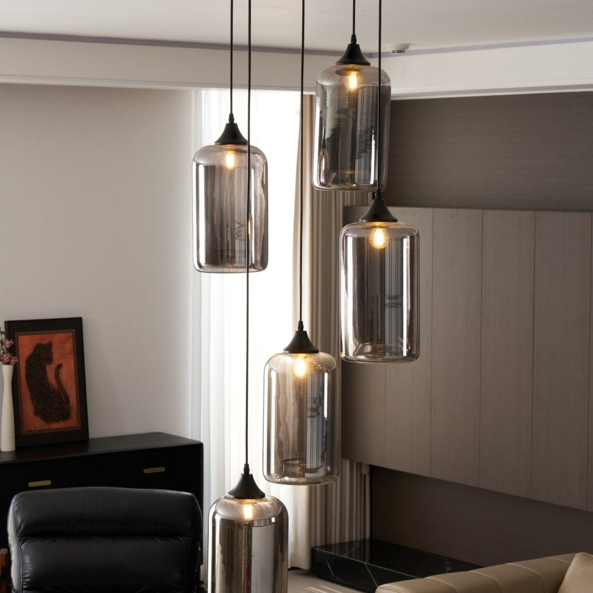 Gabrielle Minimalist Bottle Glass Pendant Light Smoke Gray