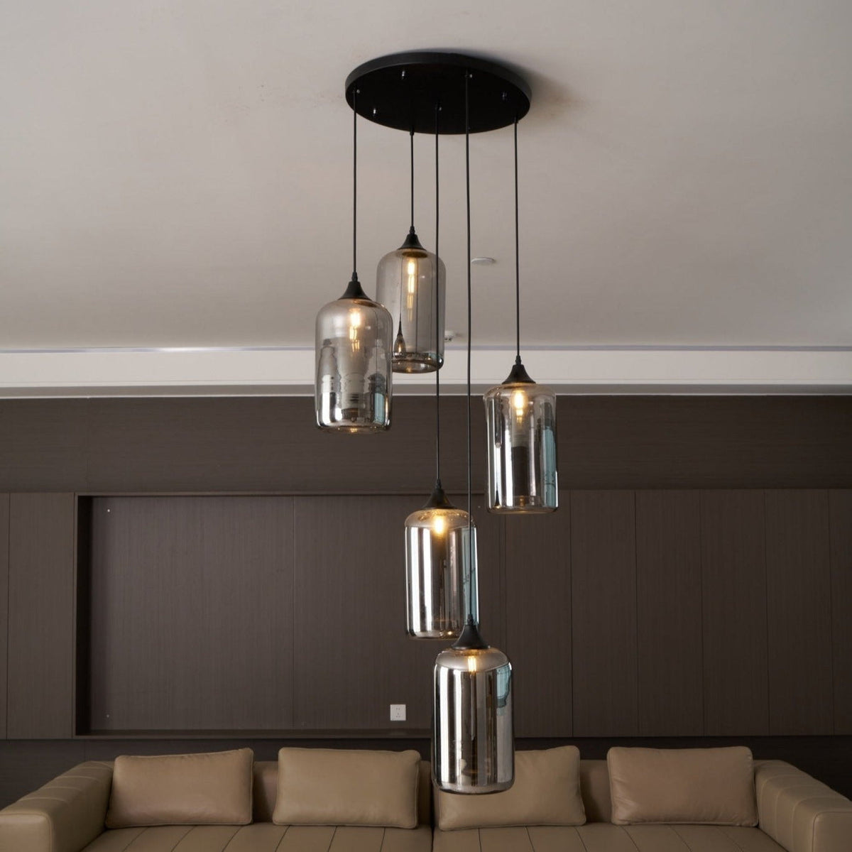 Gabrielle Minimalist Bottle Glass Pendant Light Smoke Gray