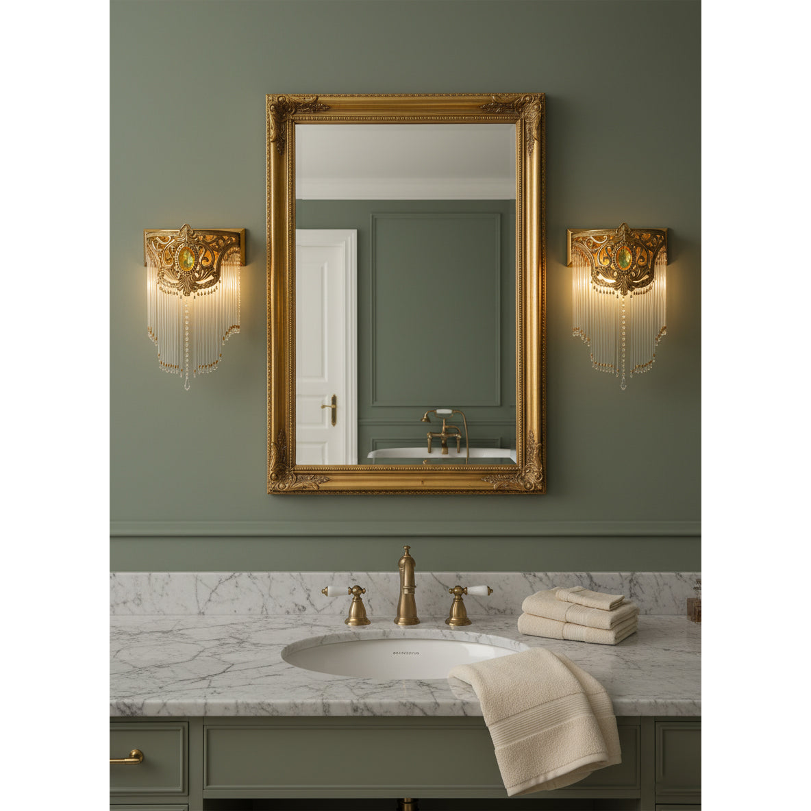 Bow Tie Gold Crystal Fringe Wall Sconce