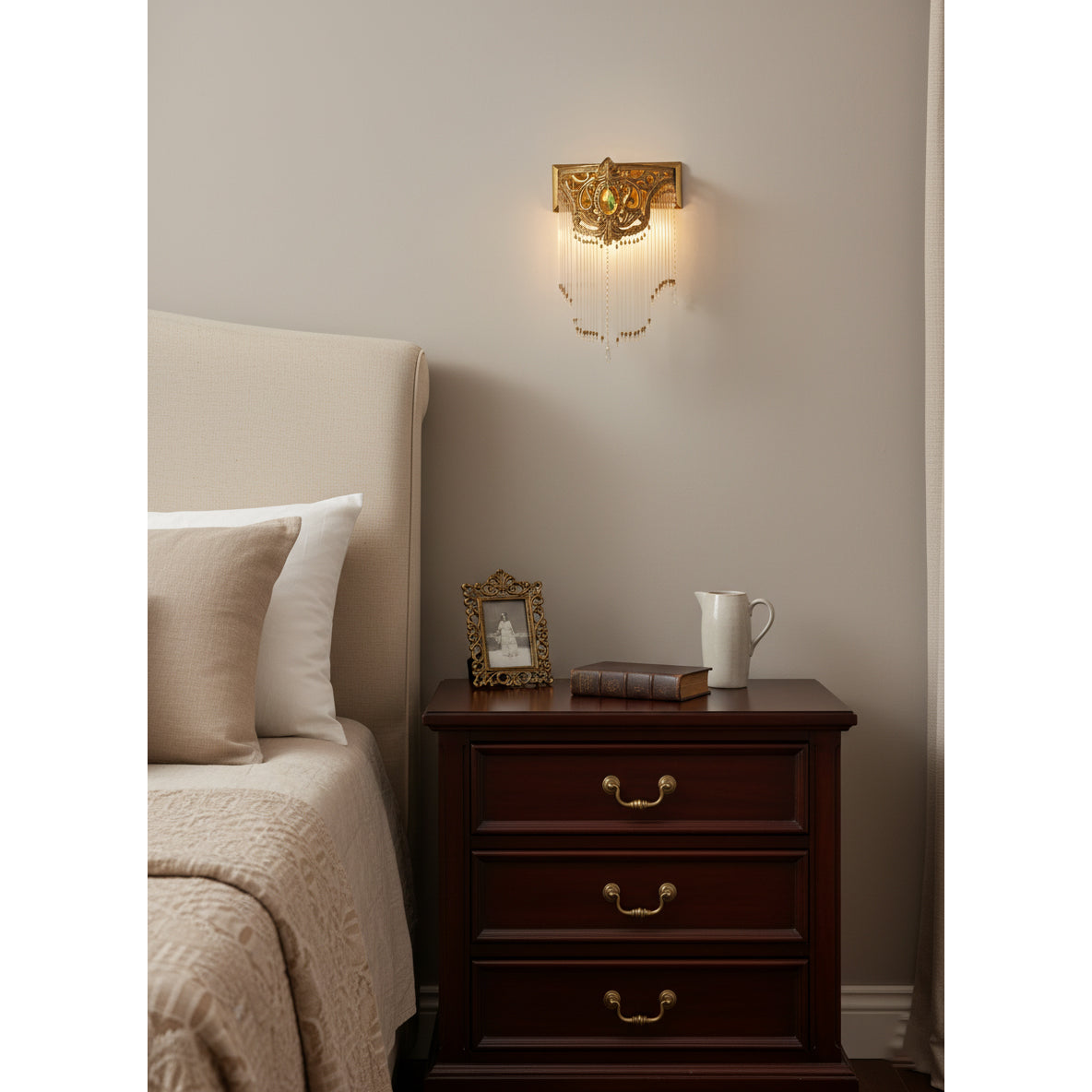 Bow Tie Gold Crystal Fringe Wall Sconce