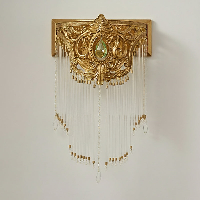 Bow Tie Gold Crystal Fringe Wall Sconce