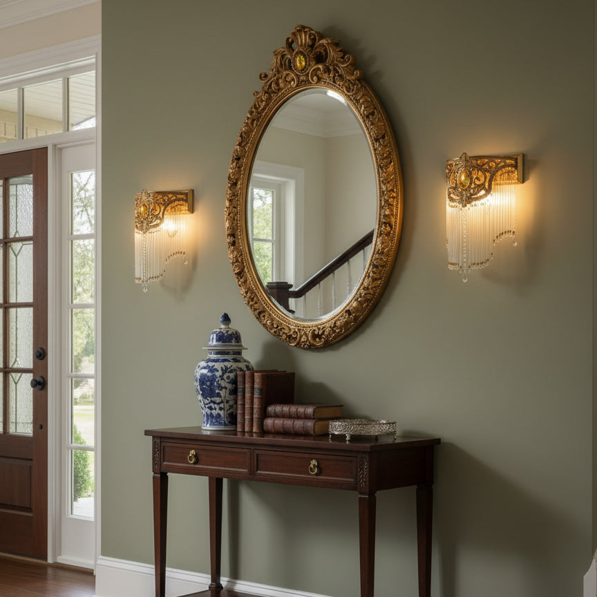 Bow Tie Gold Crystal Fringe Wall Sconce