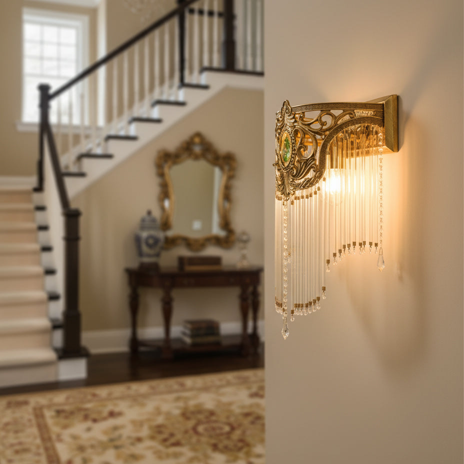 Bow Tie Gold Crystal Fringe Wall Sconce