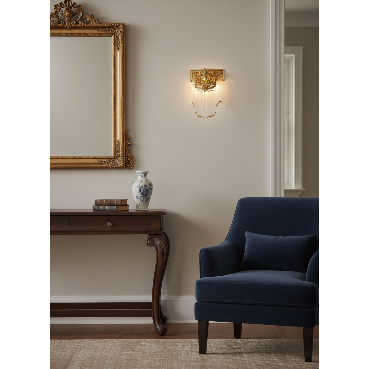 Bow Tie Gold Crystal Fringe Wall Sconce