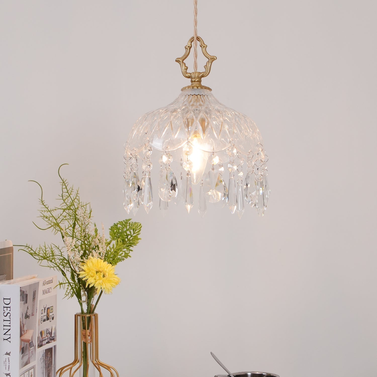 Elyran Crystal Vintage Pendant Lamp - Neutral Decor