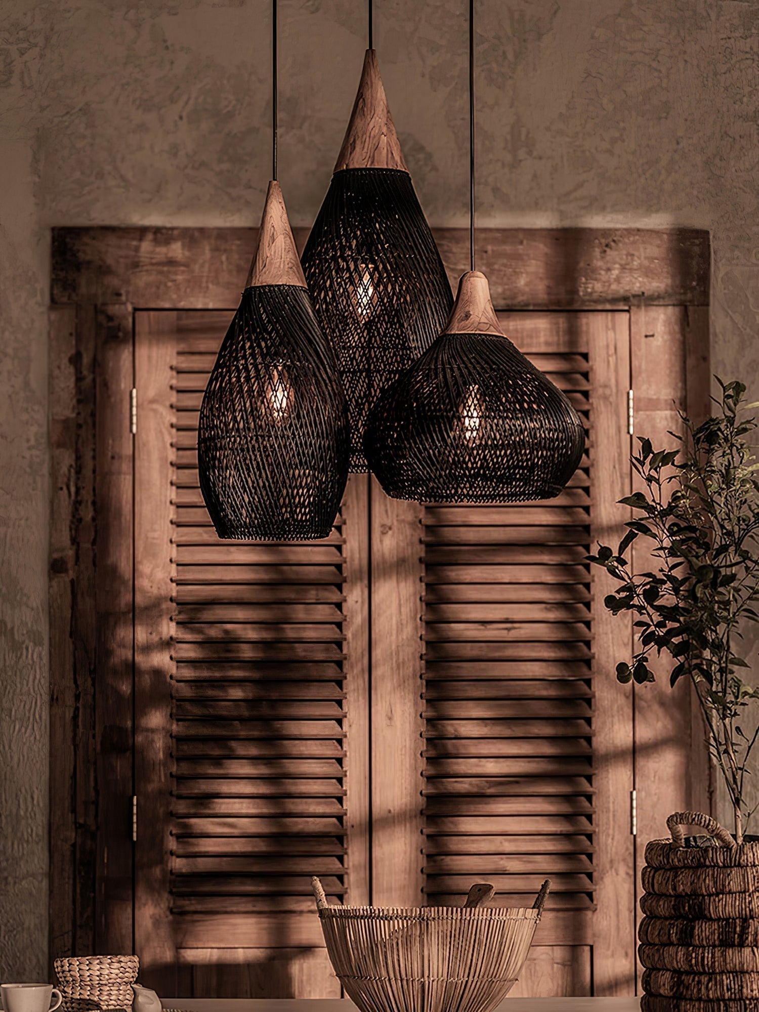 Canirora Pendant Lamp Rattan Swag Woven