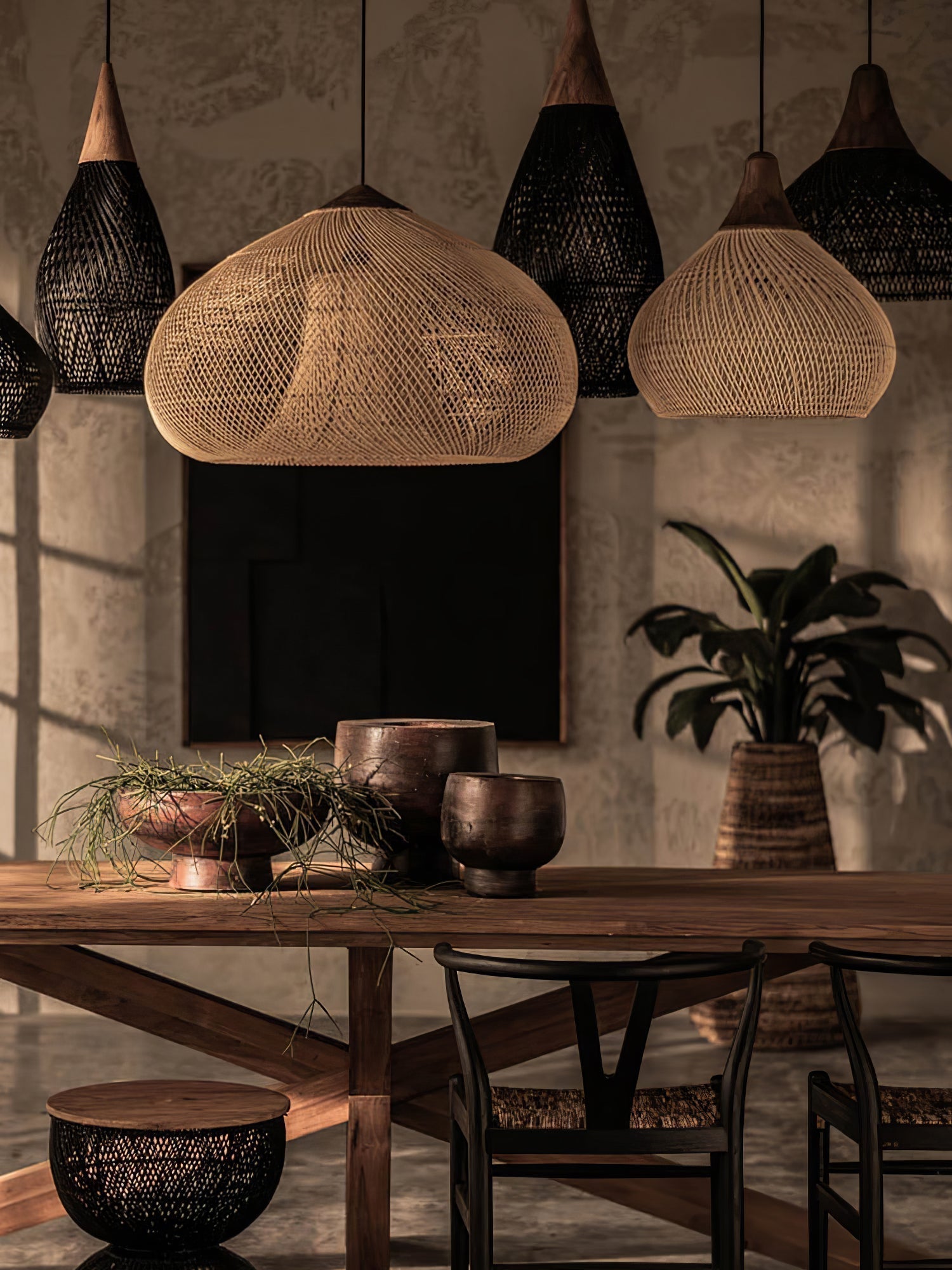 Canirora Pendant Lamp Rattan Swag Woven