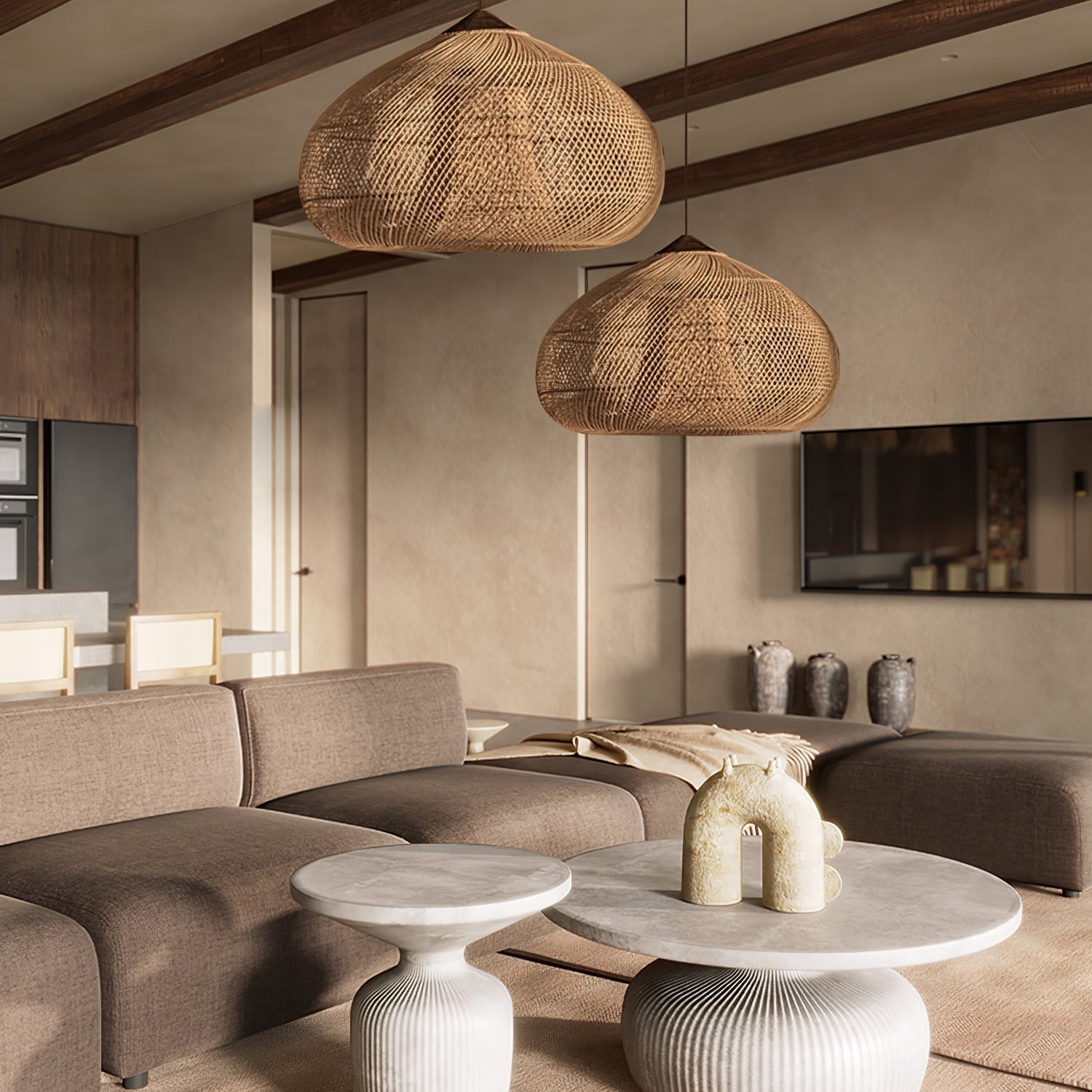Melina Braided Rattan Pendant Light