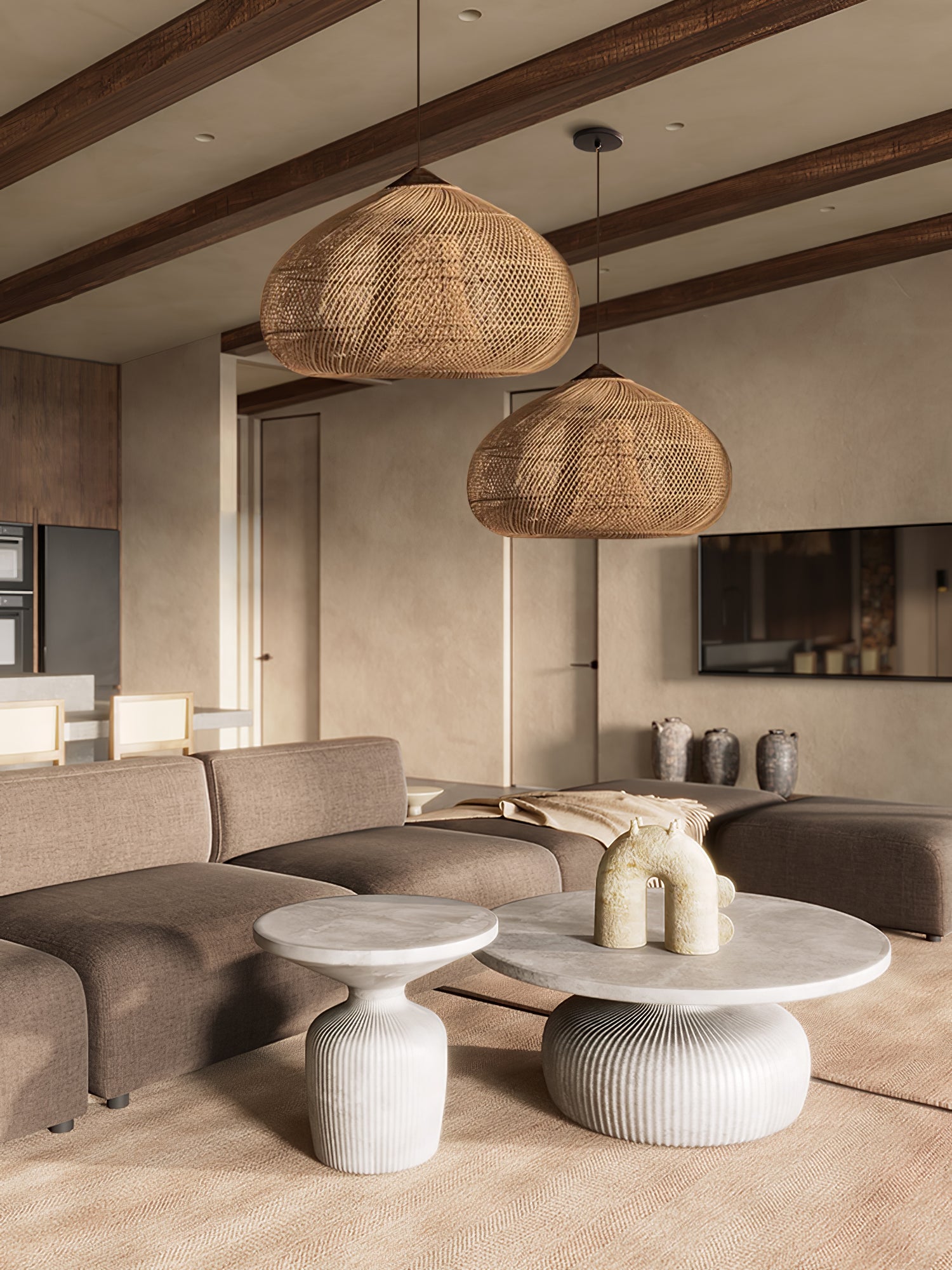 Canirora Pendant Lamp Rattan Swag Woven