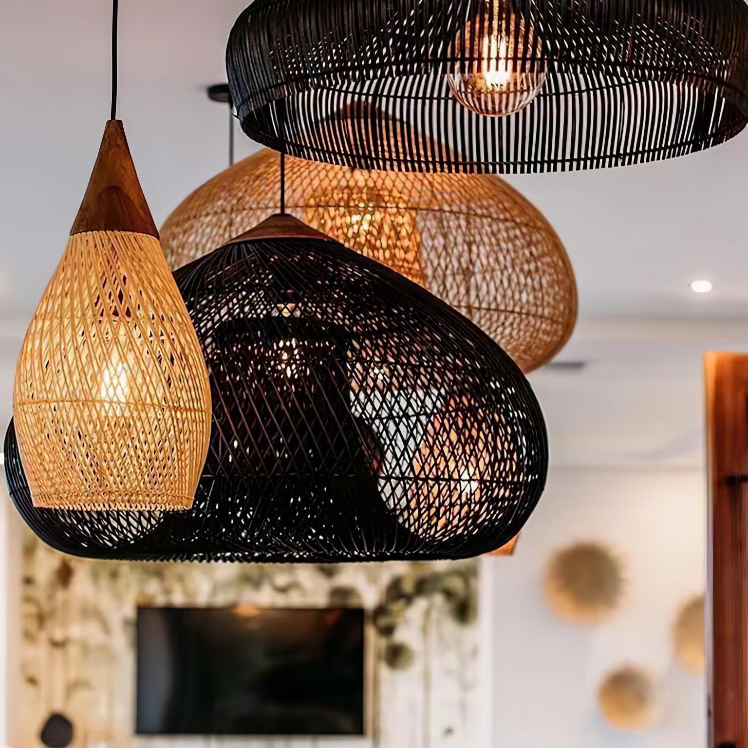 Melina Braided Rattan Pendant Light