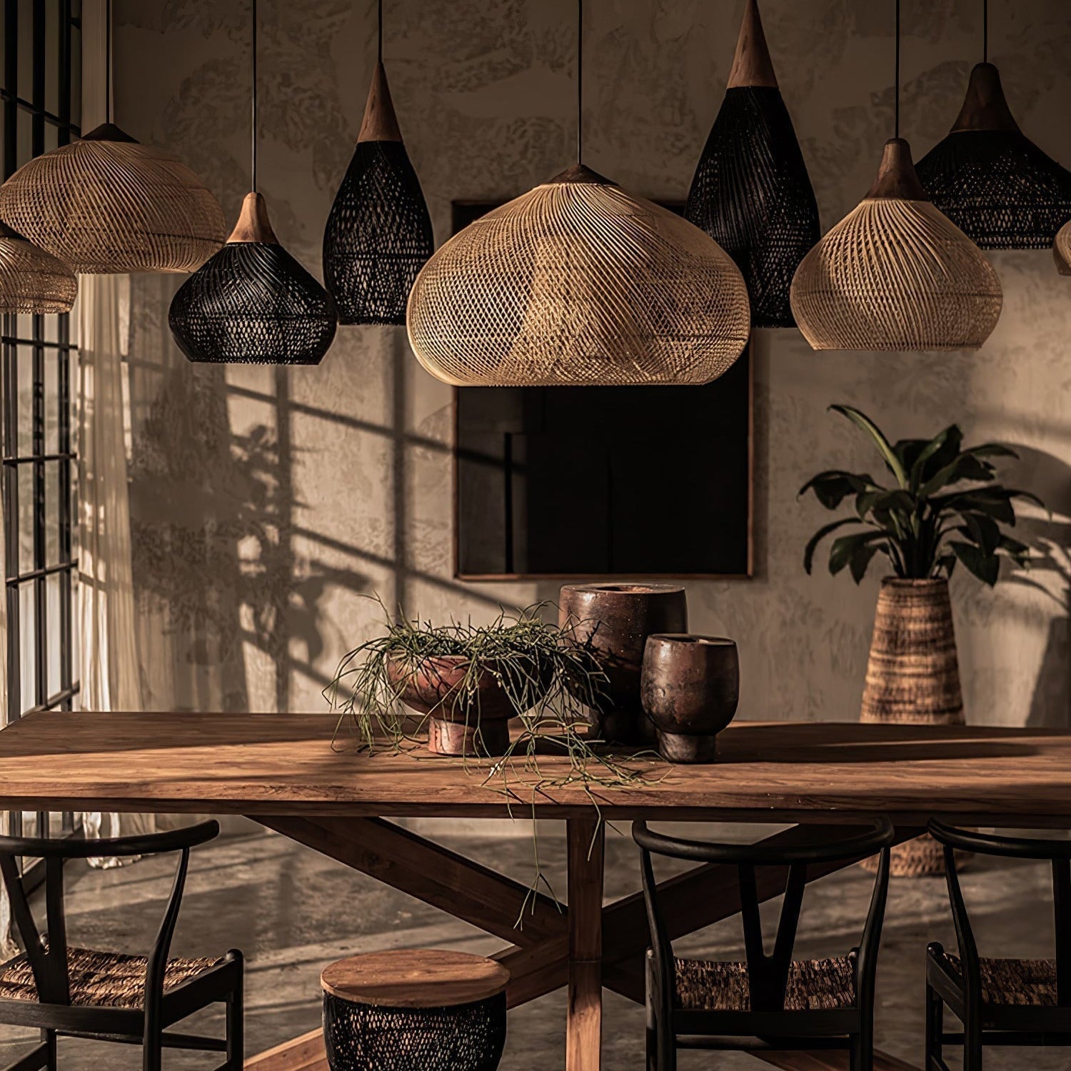 Melina Braided Rattan Pendant Light