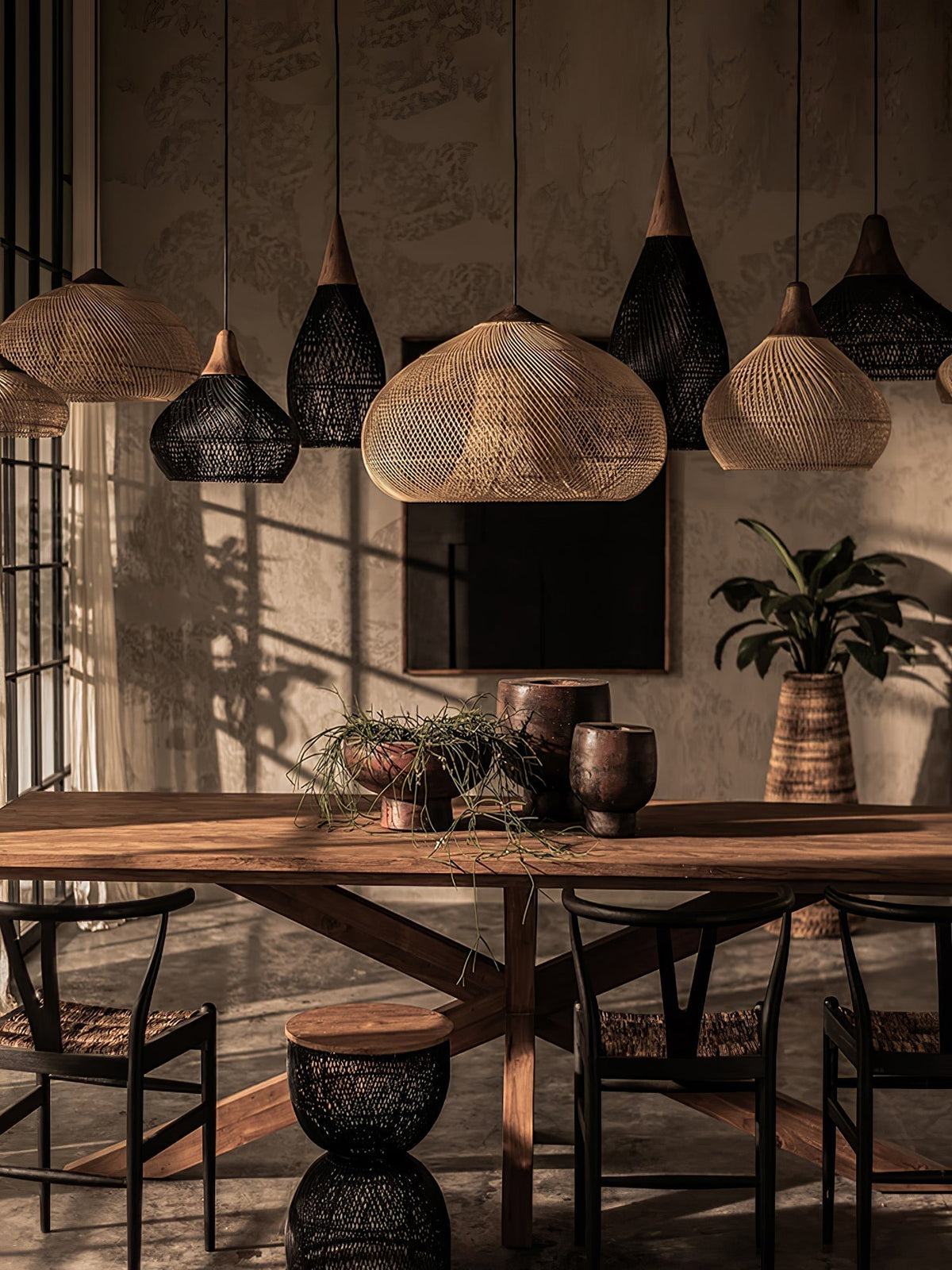 Canirora Pendant Lamp Rattan Swag Woven