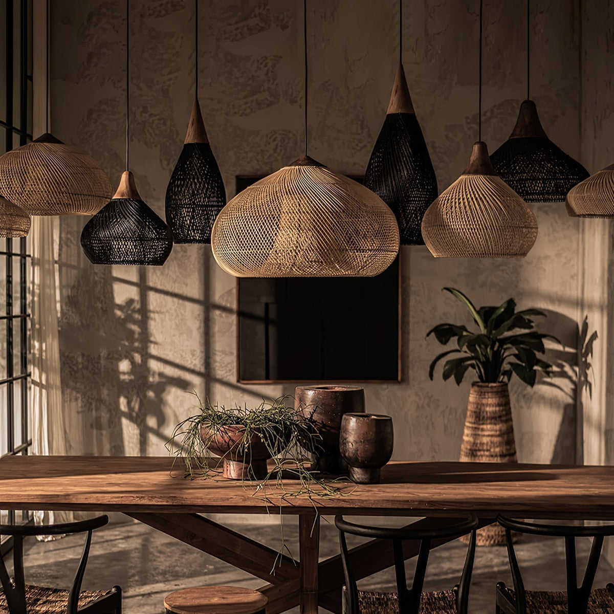 Canirora Pendant Lamp Rattan Swag Woven