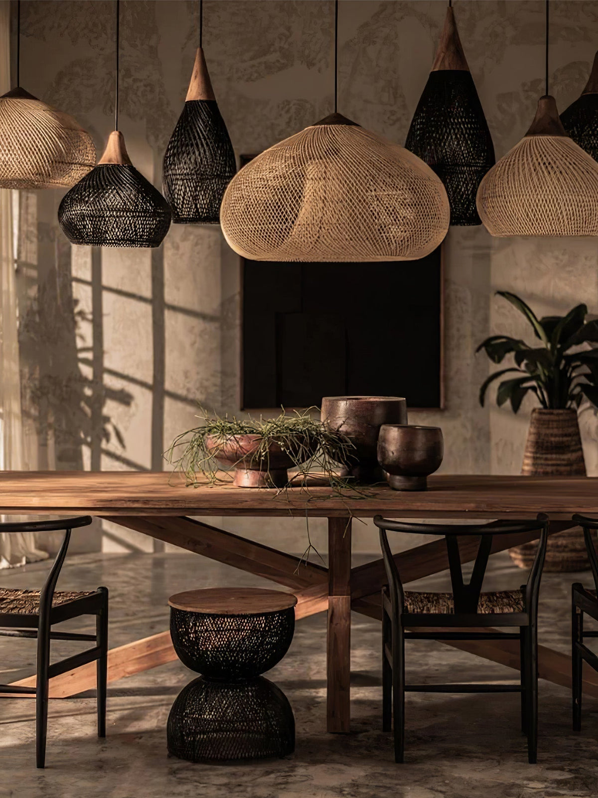 Canirora Pendant Lamp Rattan Swag Woven