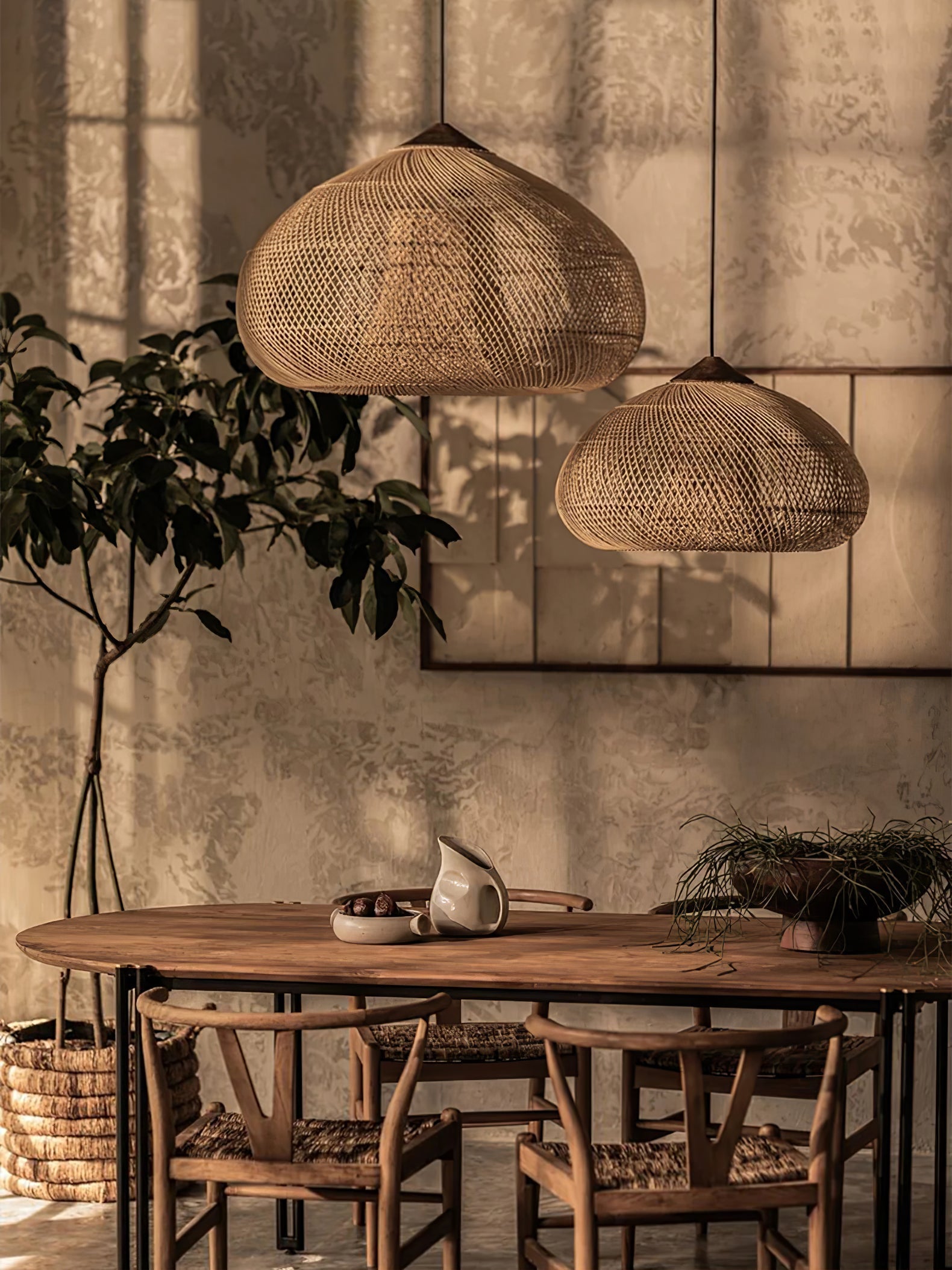 Canirora Pendant Lamp Rattan Swag Woven