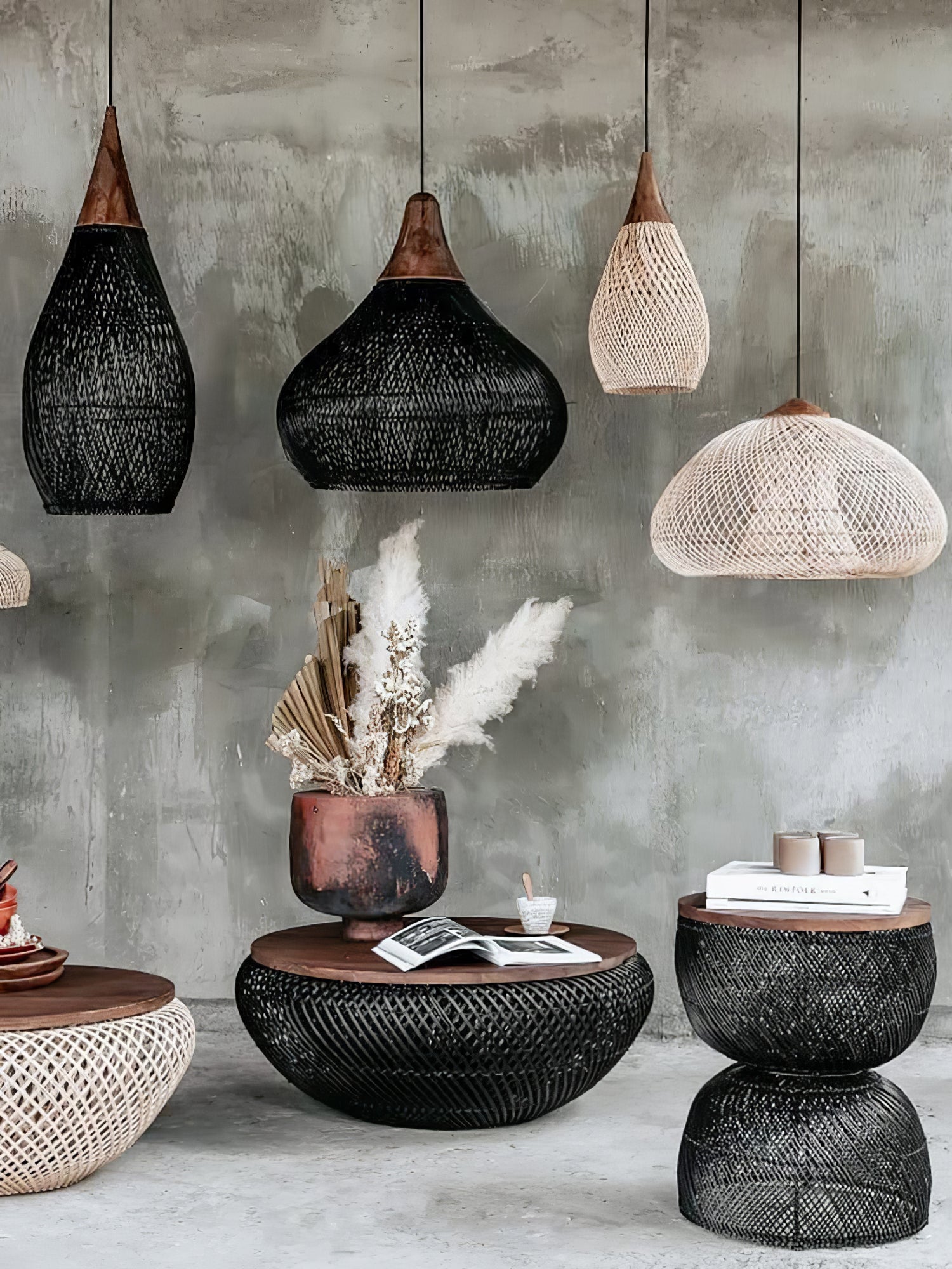 Canirora Pendant Lamp Rattan Swag Woven