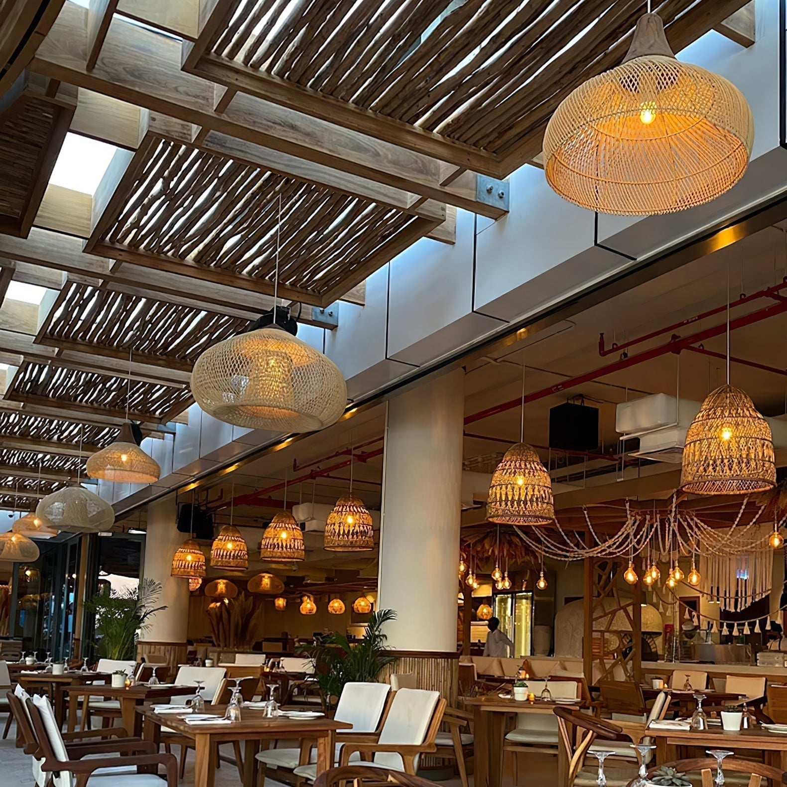 Canirora Pendant Lamp Rattan Swag Woven