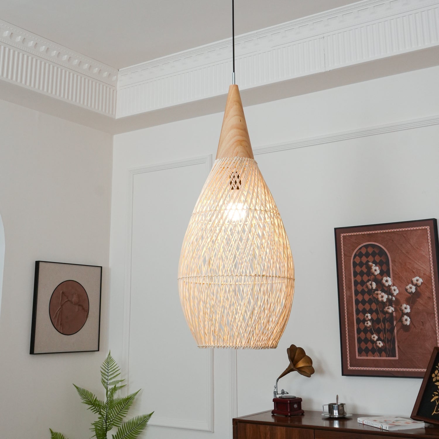 Canirora Pendant Lamp Rattan Swag Woven