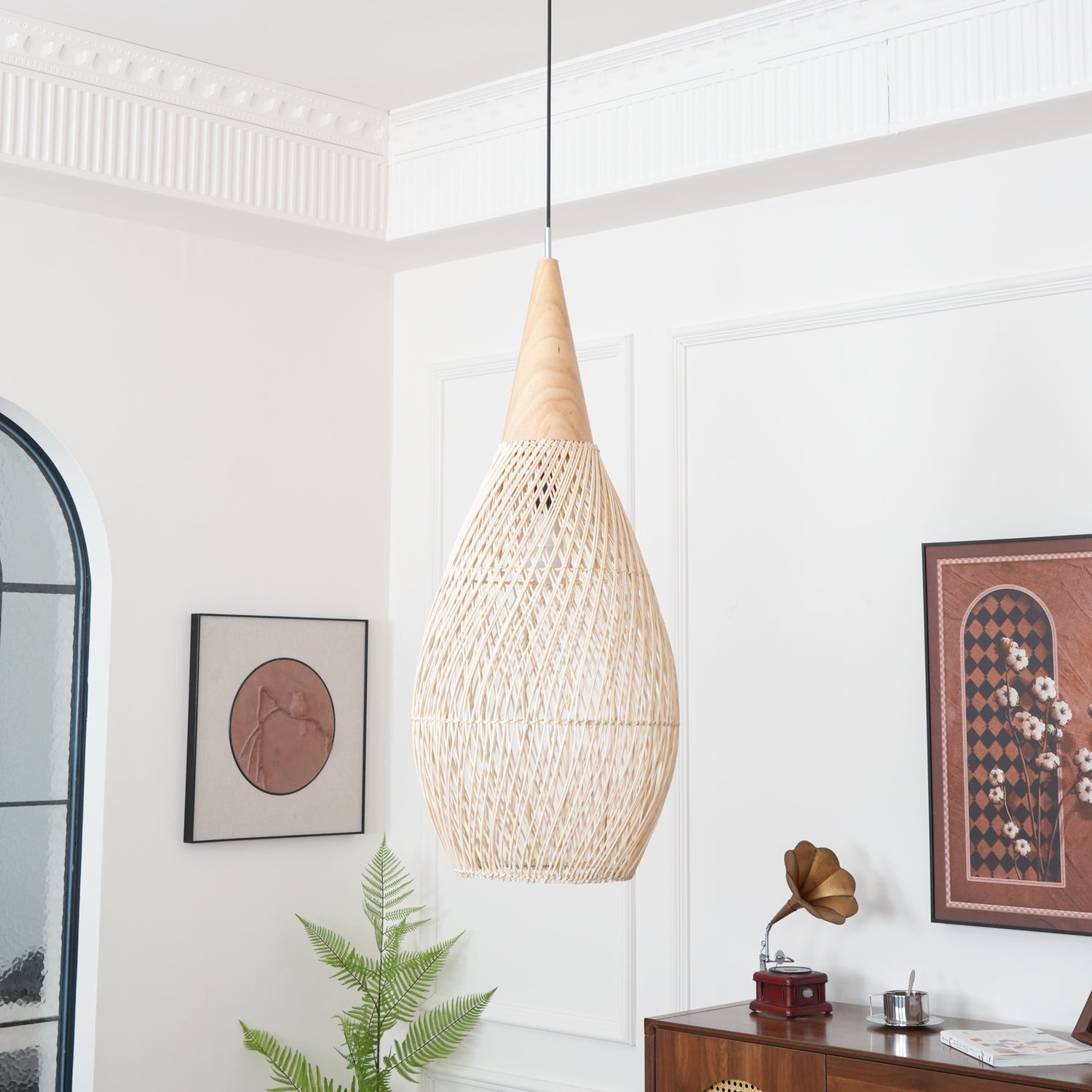 Canirora Pendant Lamp Rattan Swag Woven