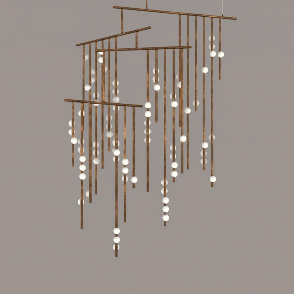 Miraview Brass Glass Drop Chandelier