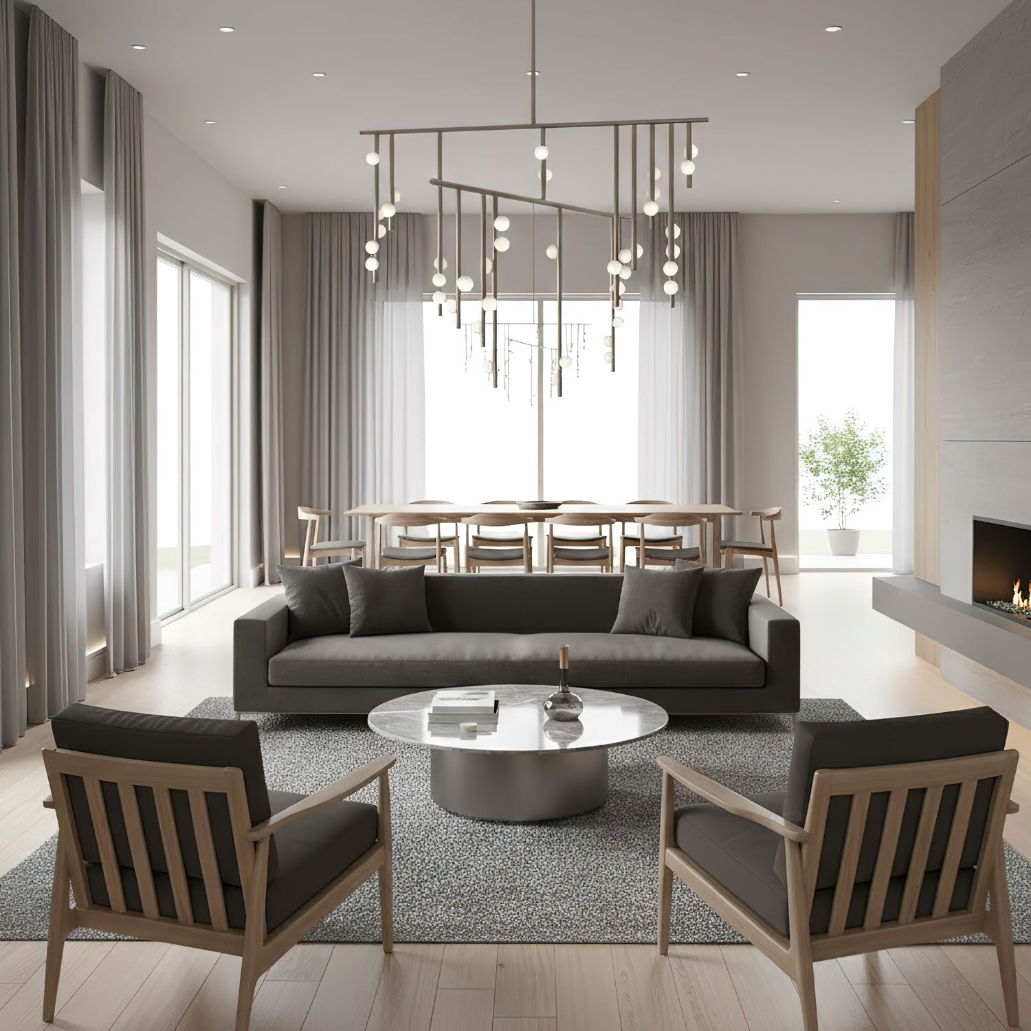 Miraview Brass Glass Drop Chandelier