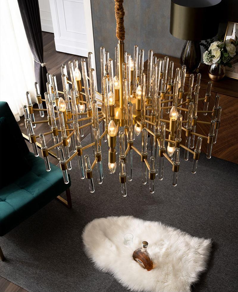 Jorine Chandelier Antique Brass Starburst