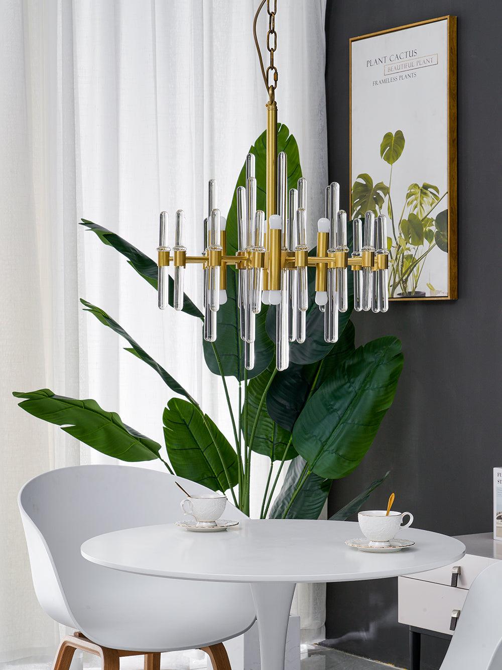Solara Chandelier Antique Brass Starburst - Neutral Decor