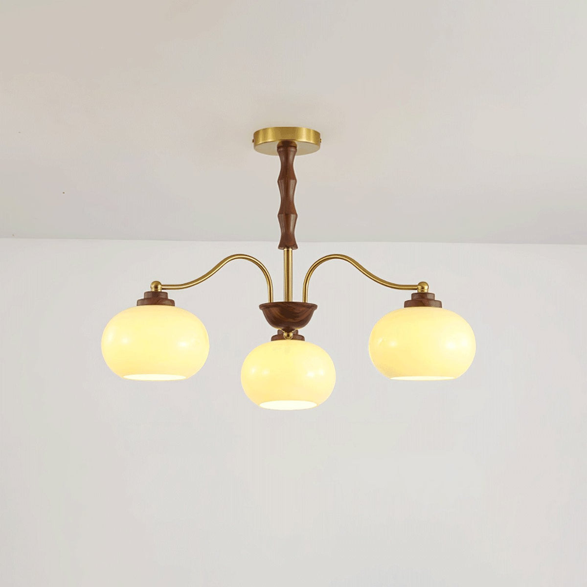 Sylaora Chandelier Walnut Glass Globe