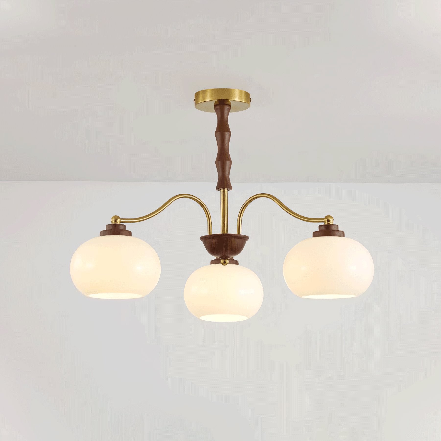 Sylaora Chandelier Walnut Glass Globe