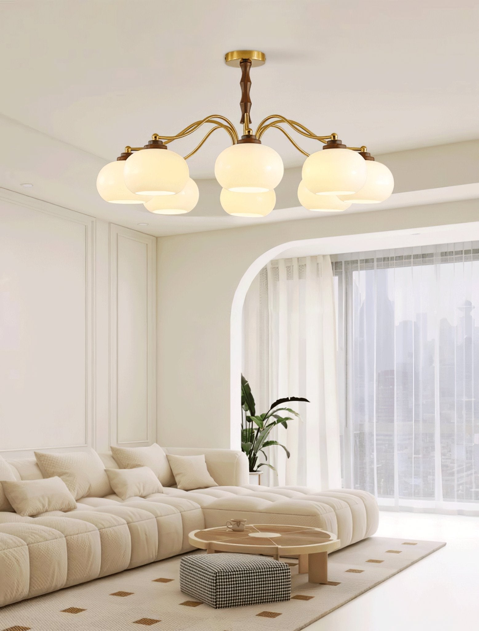 Sylaora Chandelier Walnut Glass Globe