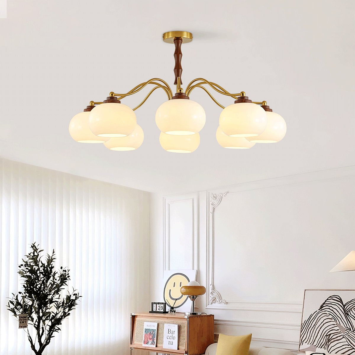 Sylaora Chandelier Walnut Glass Globe