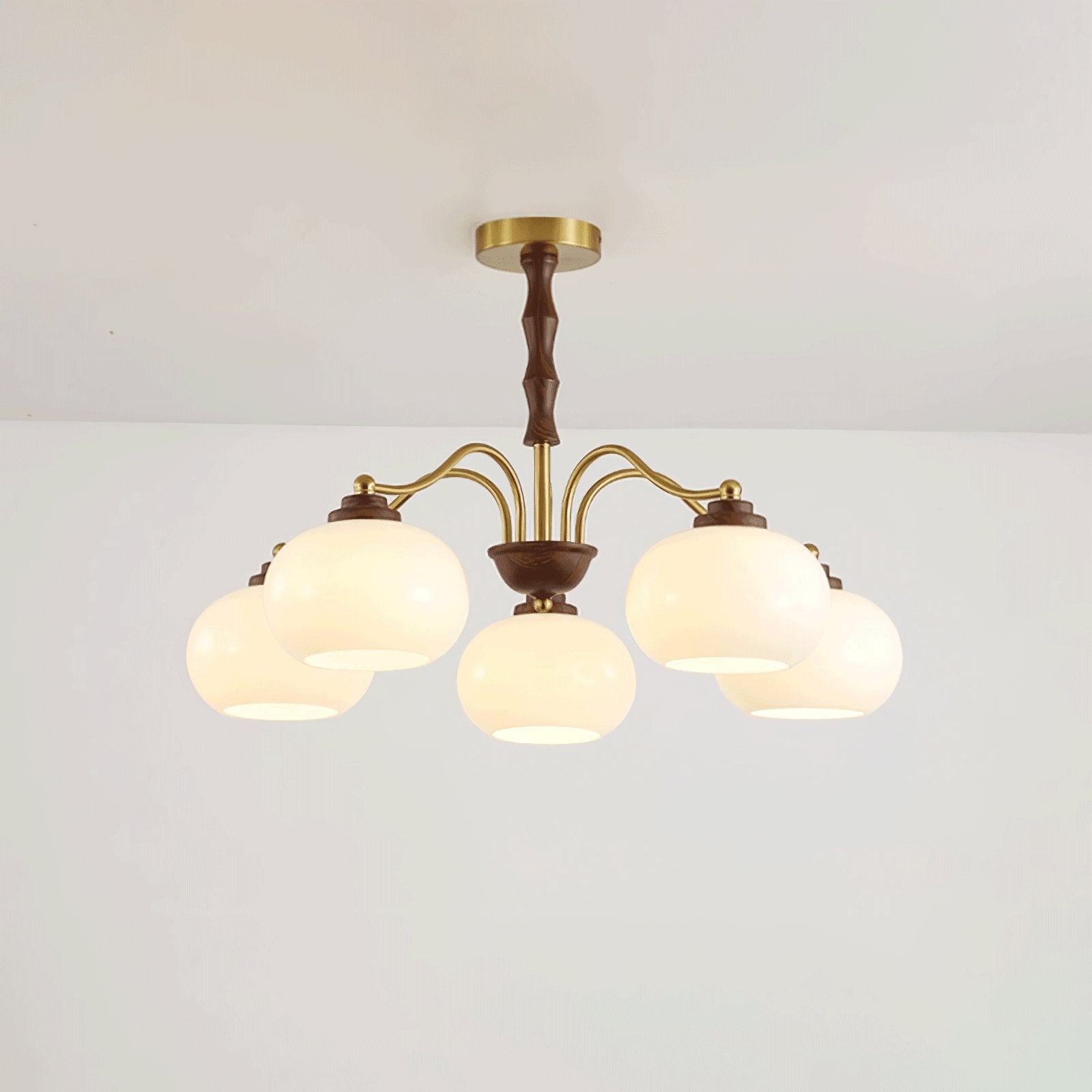 Sylaora Chandelier Walnut Glass Globe